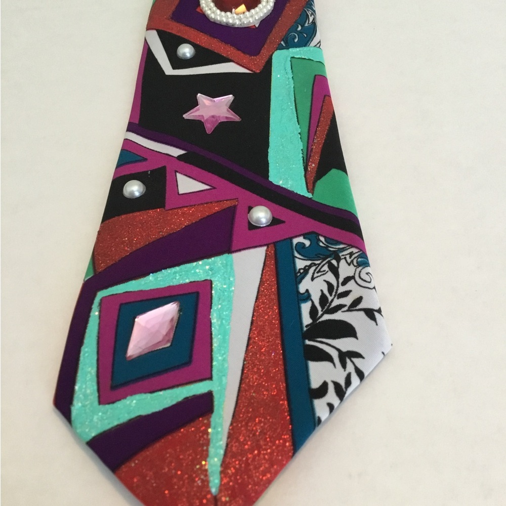 Multicolor Geometric Pattern Tie - Picture 9 of 14